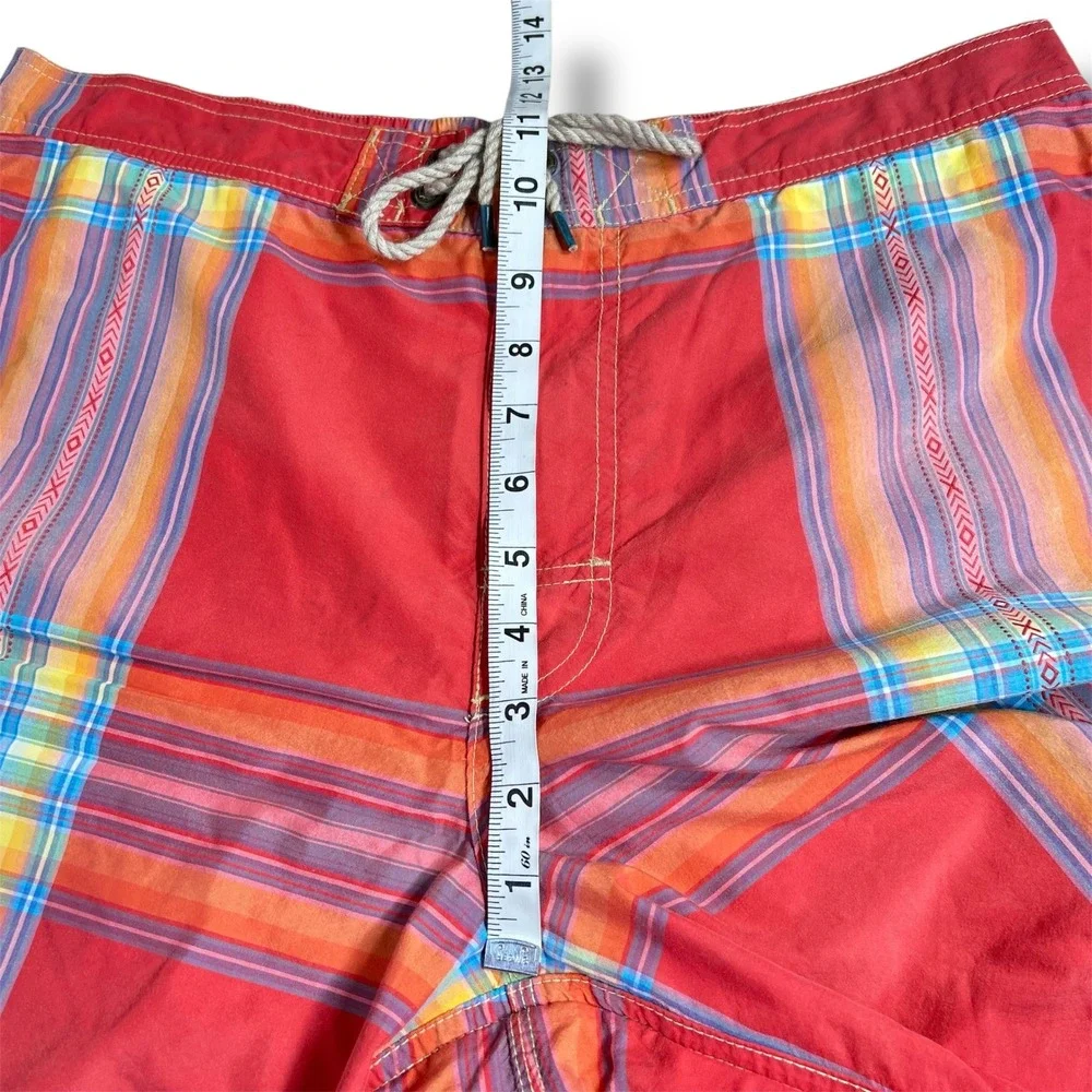 Polo Ralph‎ Lauren Surfer Swim Trunks Red Southwest Plaid Board Shorts Men's M